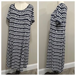 TALBOTS Woman Patterned Geometric Stretchy Long Swing Dress Size 1X